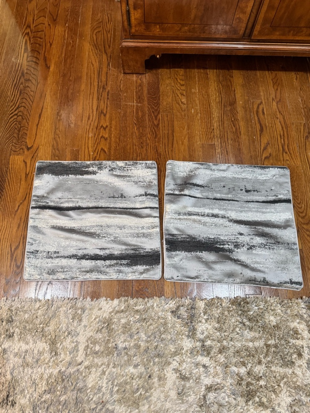 Modern Abstract Gray Accent Pillow Covers - Set of 2… 19x19”